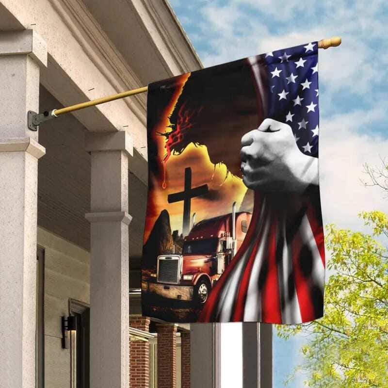 Trucker Jesus Christian American Religious Christian Garden Flag
