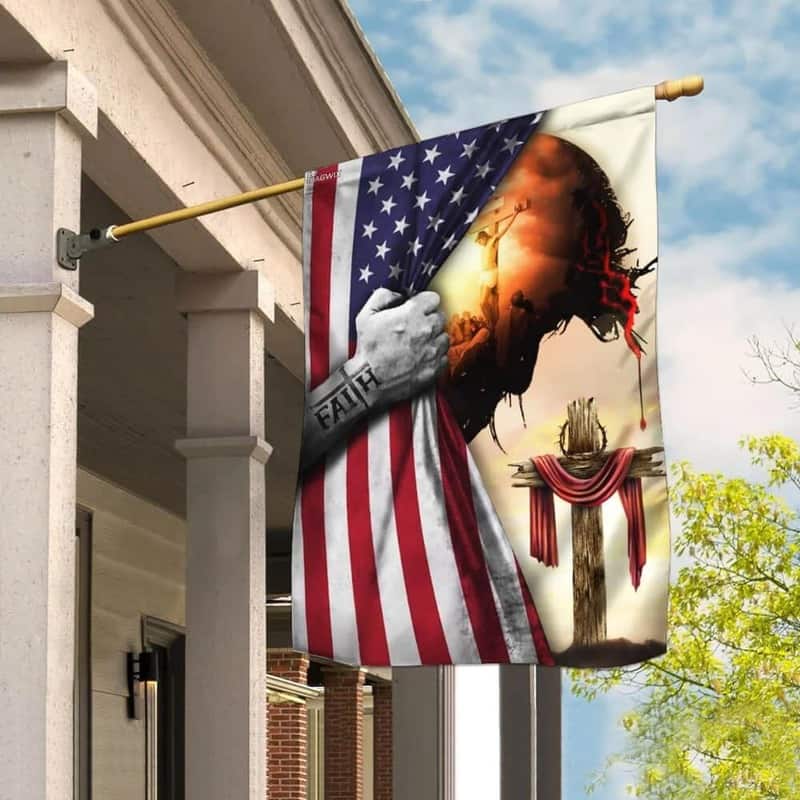 God Jesus Christian Cross Faith American Religious Christian Garden Flag