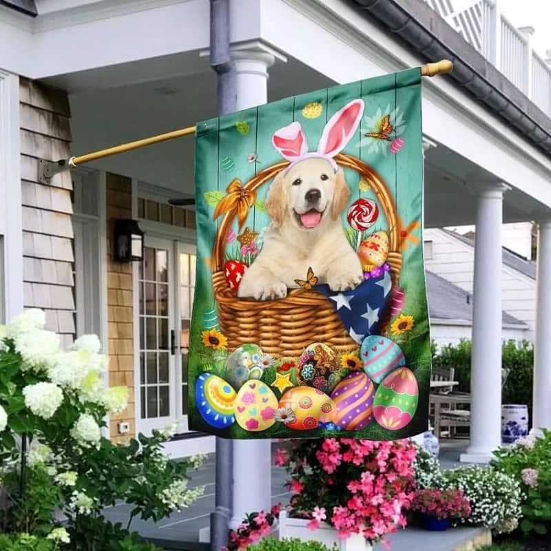Bunny Eggs Golden Retriever Easter Religious Happy Easter Day Garden Flag Bunny Eggs Golden Retriever Easter Religious Happy Easter Day Garden Flag