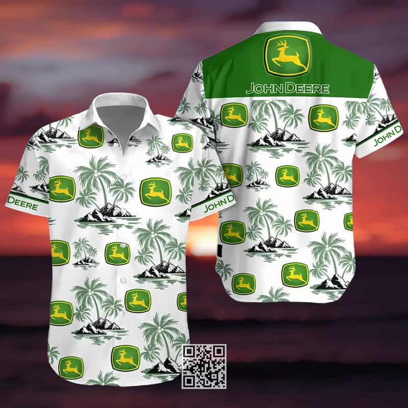 Vintage John Deere Beer Hawaiian Shirt Palm Tree Pattern Vintage John Deere Beer Hawaiian Shirt Palm Tree Pattern