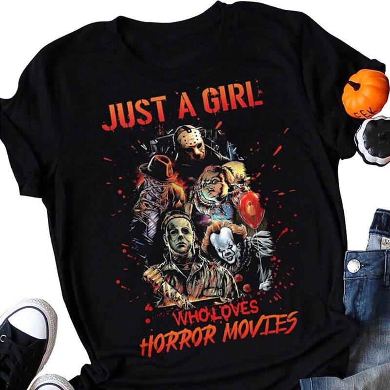 Michael Myers Halloween Just a Girl Who Loves Horror Movies T-Shirt Michael Myers Halloween Just a Girl Who Loves Horror Movies T-Shirt