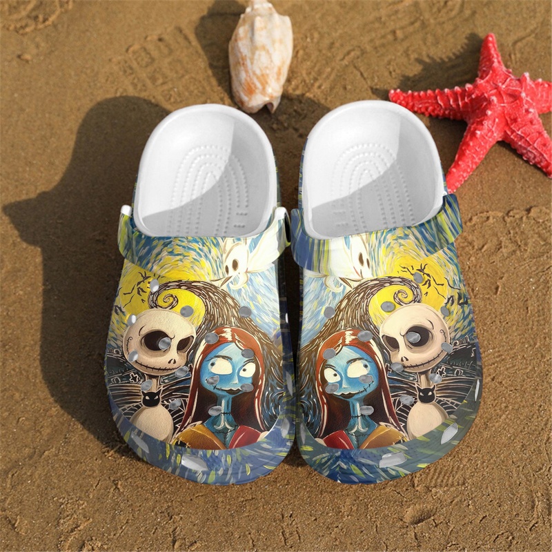 Jack Skellington And Sally he Nightmare Before Christmas VanGogh Painting Crocs Clogs Jack Skellington And Sally he Nightmare Before Christmas VanGogh Painting Crocs Clogs
