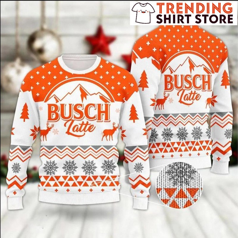 Busch Latte Ugly Christmas Sweater Snowflakes Beer Drinkers Gift Busch Latte Ugly Christmas Sweater Snowflakes Beer Drinkers Gift