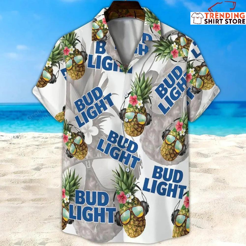 Funny Pineapple Bud Light Beer Hawaiian Shirt Beach Lovers Gift Funny Pineapple Bud Light Beer Hawaiian Shirt Beach Lovers Gift