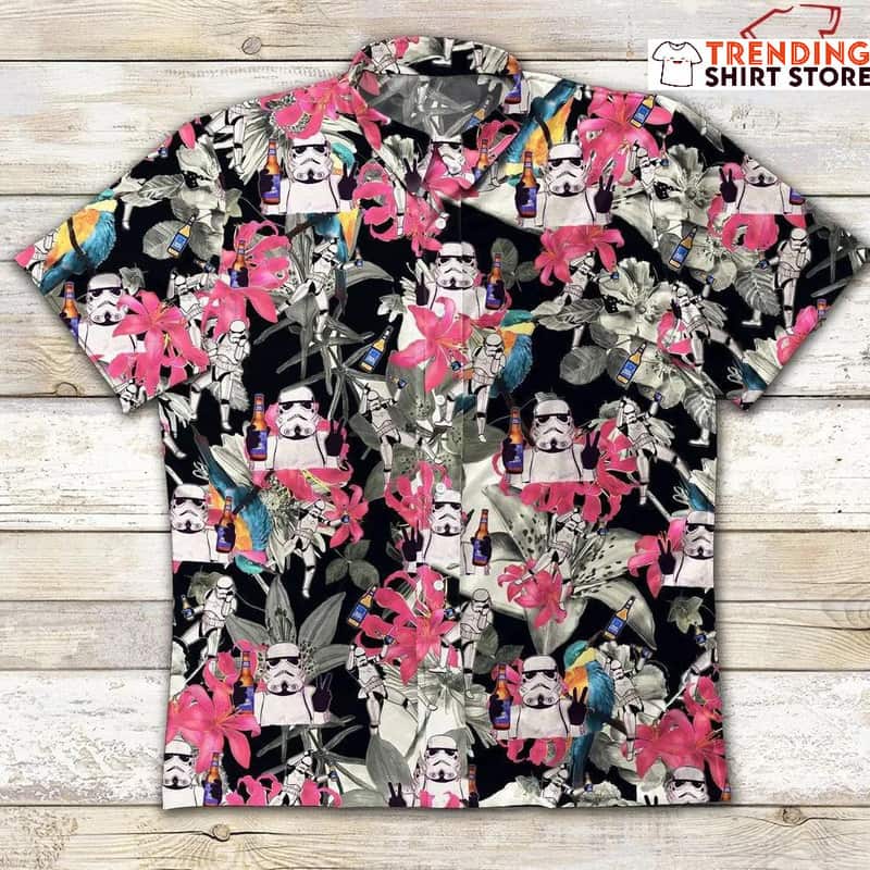 Bud Light Hawaiian Shirt Stormtrooper Pink Flower Bud Light Hawaiian Shirt Stormtrooper Pink Flower