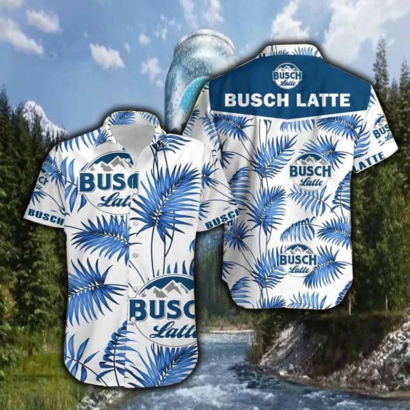 Busch Latte Summer Hawaiian Shirt Blue Leaf Busch Latte Summer Hawaiian Shirt Blue Leaf