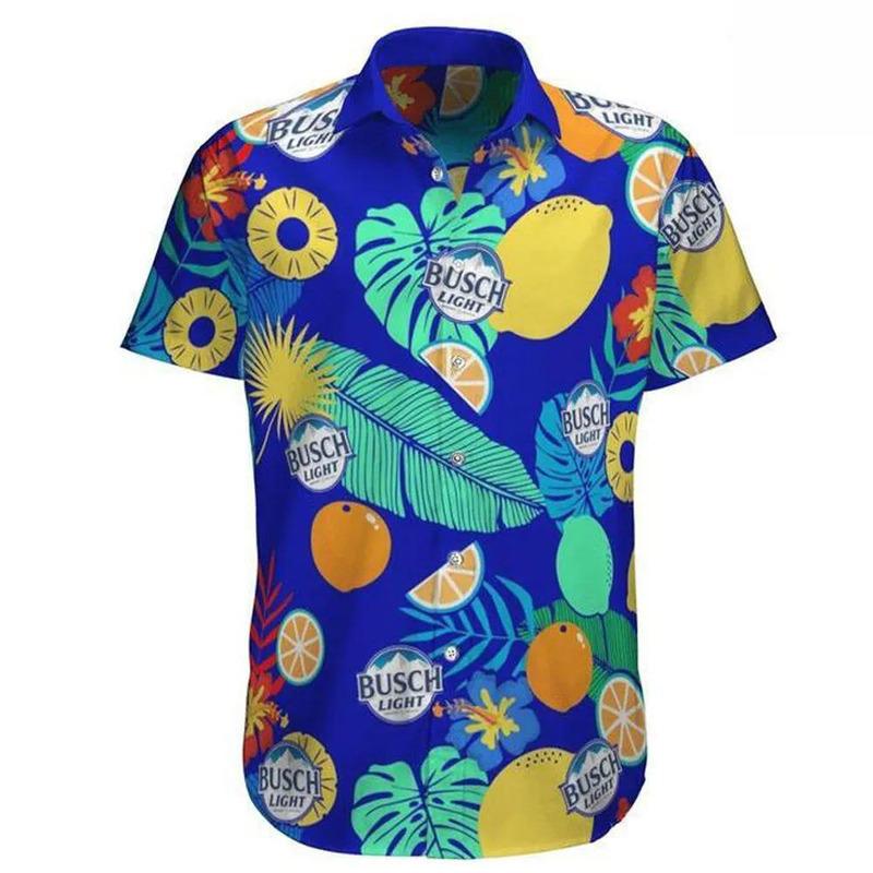 Busch Light Hawaiian Shirt Tropical Blue Summer Holiday Gift