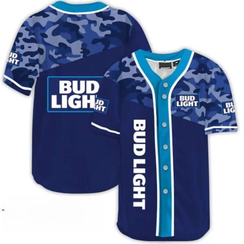 Cool Bud Light Camouflage Baseball Jersey Cool Bud Light Camouflage Baseball Jersey