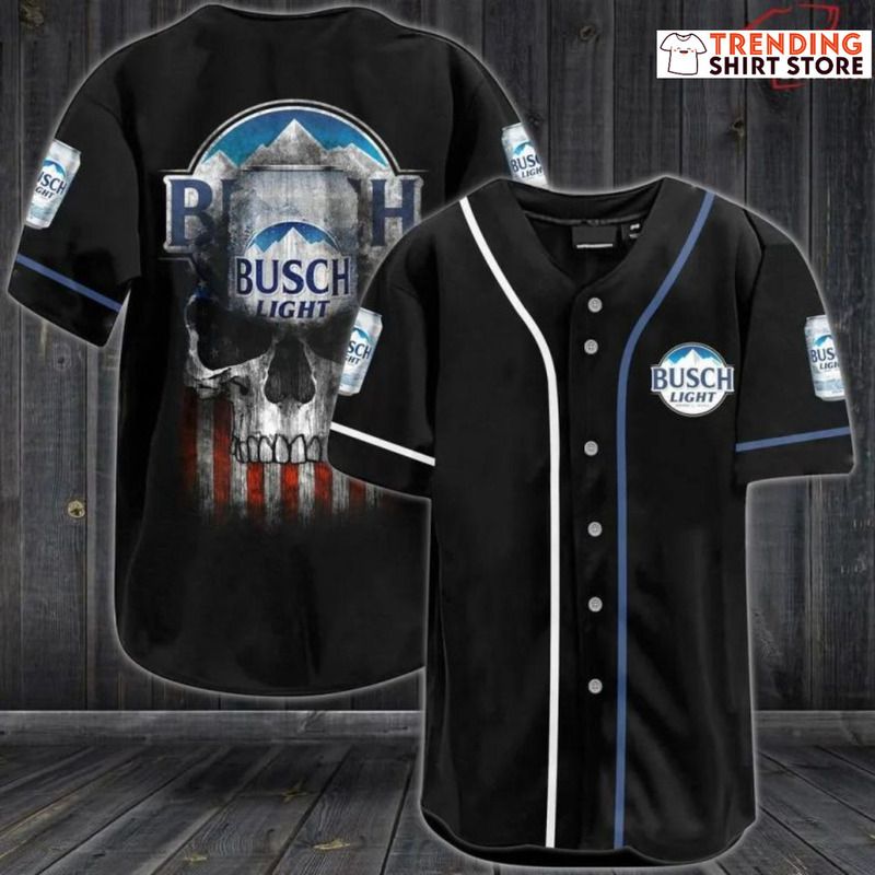 Busch Light Baseball Jersey US Flag Skull Busch Light Baseball Jersey US Flag Skull