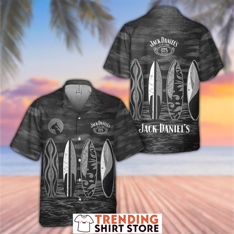 Jack Daniels Hawaiian Shirt Black And White For Surfing Lovers Jack Daniels Hawaiian Shirt Black And White For Surfing Lovers