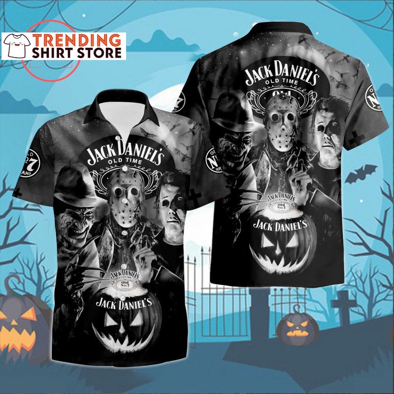 Jack Daniels Hawaiian Shirt Freddy Jason Vorhees Michael Myers Halloween Jack Daniels Hawaiian Shirt Freddy Jason Vorhees Michael Myers Halloween