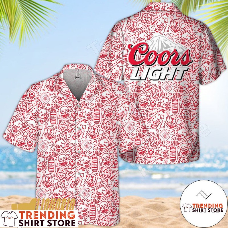 Coors Light Hawaiian Shirt Red Doodle For Art Lovers Coors Light Hawaiian Shirt Red Doodle For Art Lovers