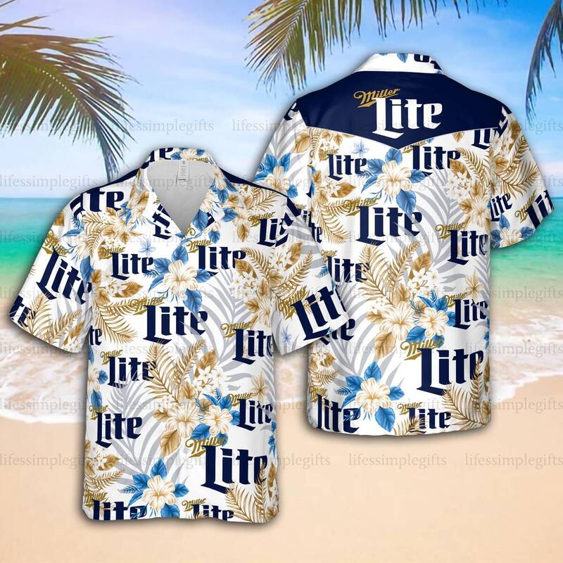 Miller Lite Hawaiian Shirt Floral Gift For Beach Lovers Miller Lite Hawaiian Shirt Floral Gift For Beach Lovers