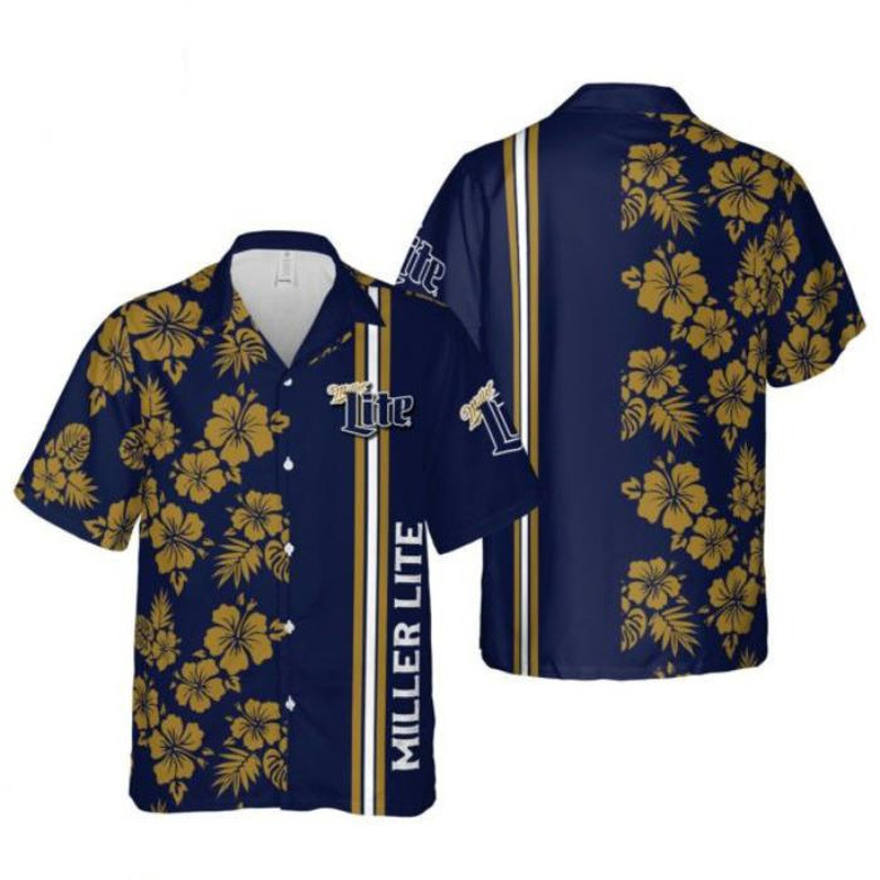 Miller Lite Hawaiian Shirt Classic Flowers For Hawaii Lovers Miller Lite Hawaiian Shirt Classic Flowers For Hawaii Lovers
