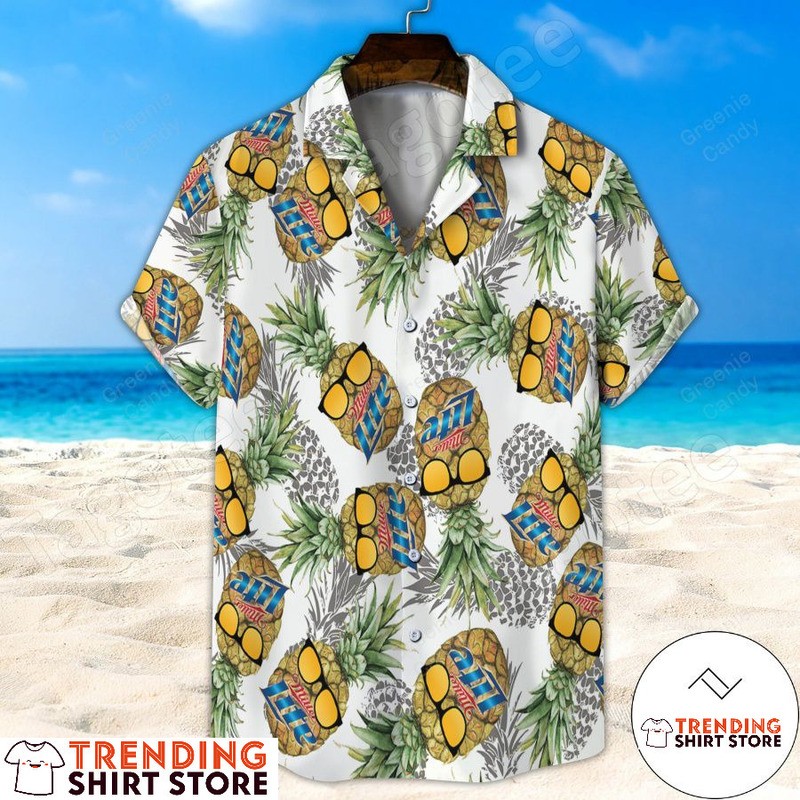 Funny Miller Lite Hawaiian Shirt Pineapple With Sunglasses Funny Miller Lite Hawaiian Shirt Pineapple With Sunglasses