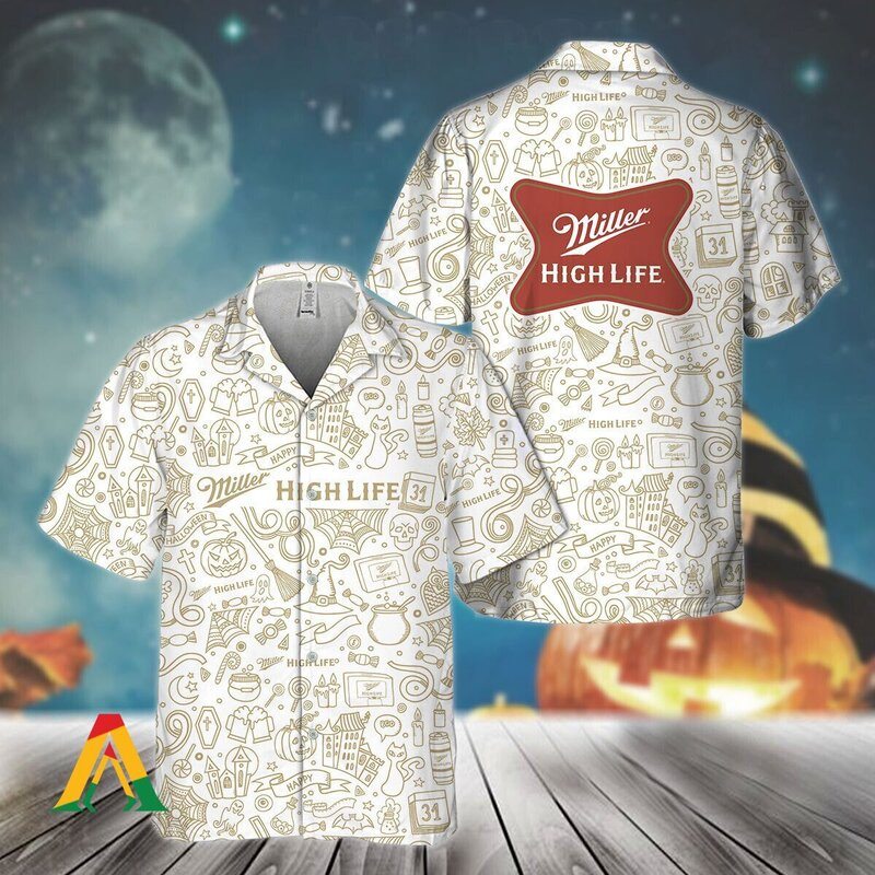 Miller High Life Hawaiian Shirt Doodle Art Miller High Life Hawaiian Shirt Doodle Art