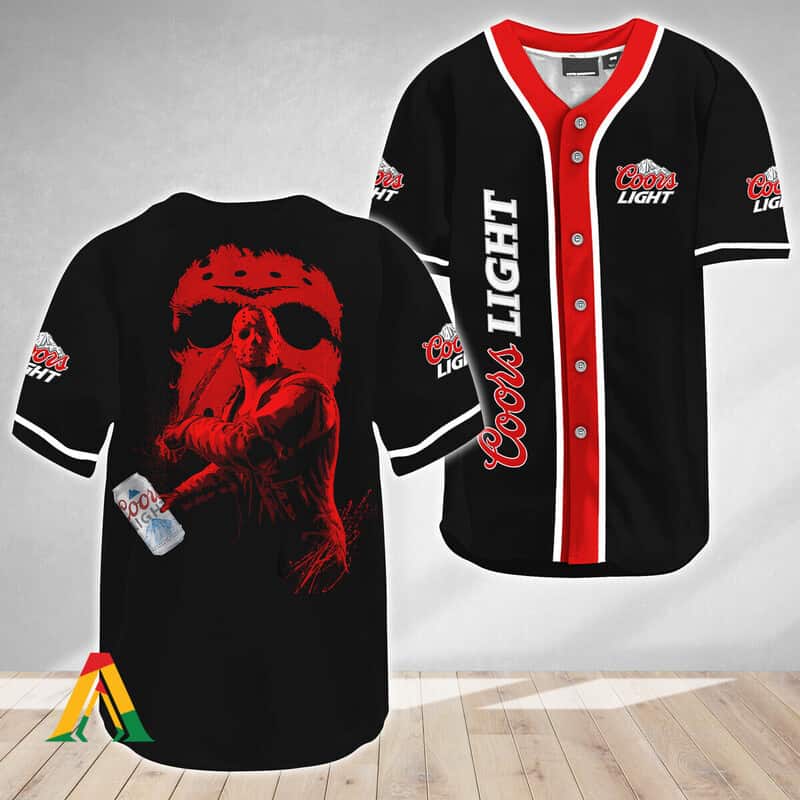Coors Light Baseball Jersey Red Jason Voorhees Friday The 13th Coors Light Baseball Jersey Red Jason Voorhees Friday The 13th