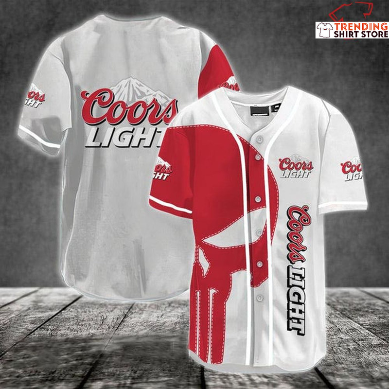 Coors Light Beer Baseball Jersey Cool Red Skull Dual Colors Coors Light Beer Baseball Jersey Cool Red Skull Dual Colors
