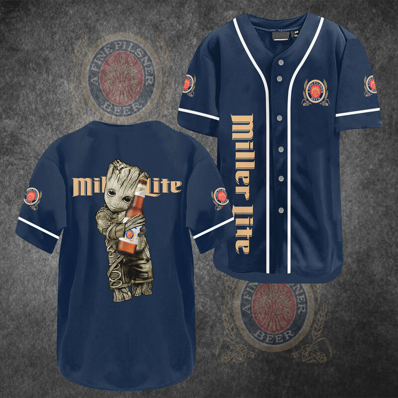 Groot Loves Miller Lite Baseball Jersey Gift For Marvel Fans