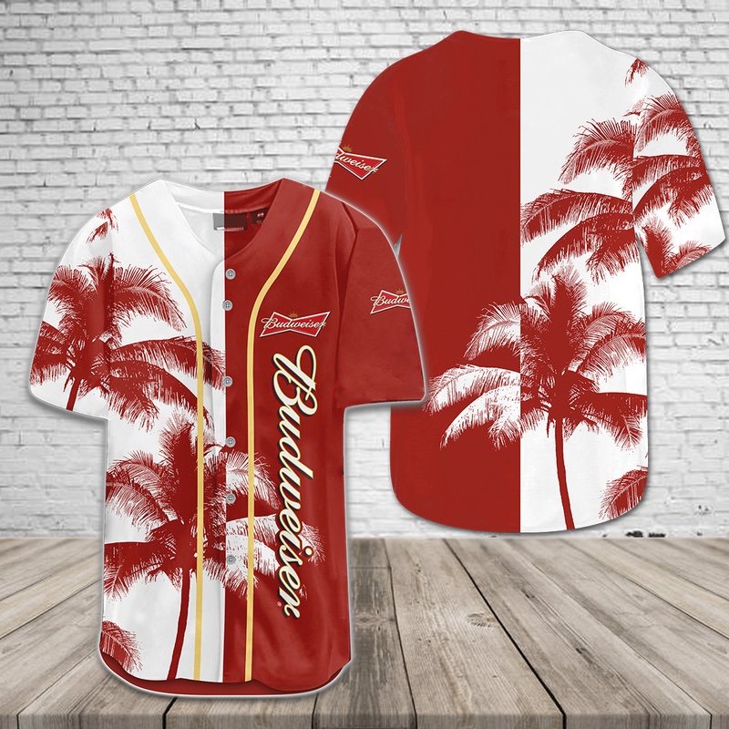 Budweiser Baseball Jersey Palm Island Gift For Summer Lovers Budweiser Baseball Jersey Palm Island Gift For Summer Lovers