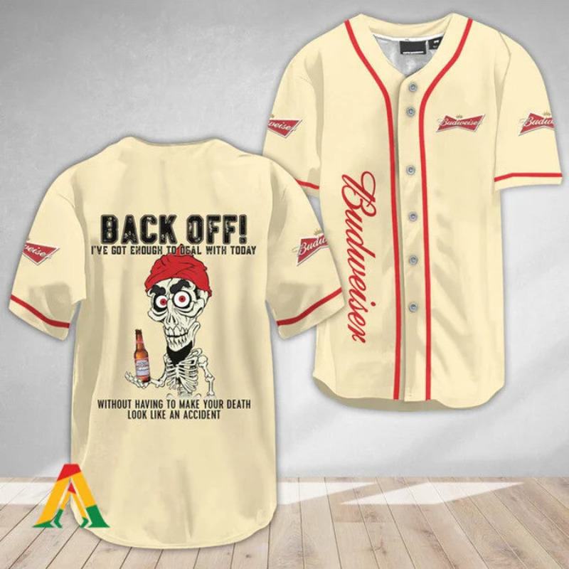 Budweiser Baseball Jersey Funny Achmed Back Off Budweiser Baseball Jersey Funny Achmed Back Off