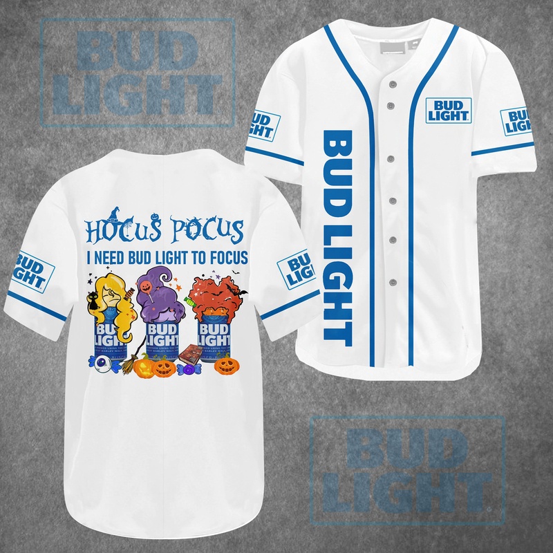 Hocus Pocus I Need Bud Light Baseball Jersey To Focus Hocus Pocus I Need Bud Light Baseball Jersey To Focus