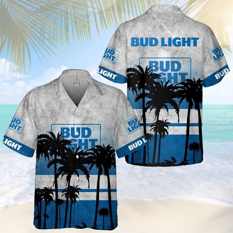 Bud Light Hawaiian Shirt Vintage Palm Island Birthday Gift For Beach Lovers