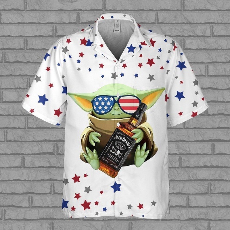 Star Wars Baby Yoda Loves Jack Daniels Hawaiian Shirt