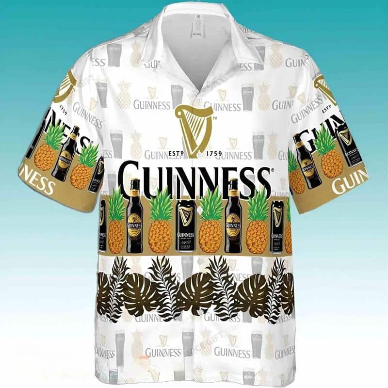 Guinness Hawaiian Shirt Beer Tropical Leaves And Pineapples Guinness Hawaiian Shirt Beer Tropical Leaves And Pineapples