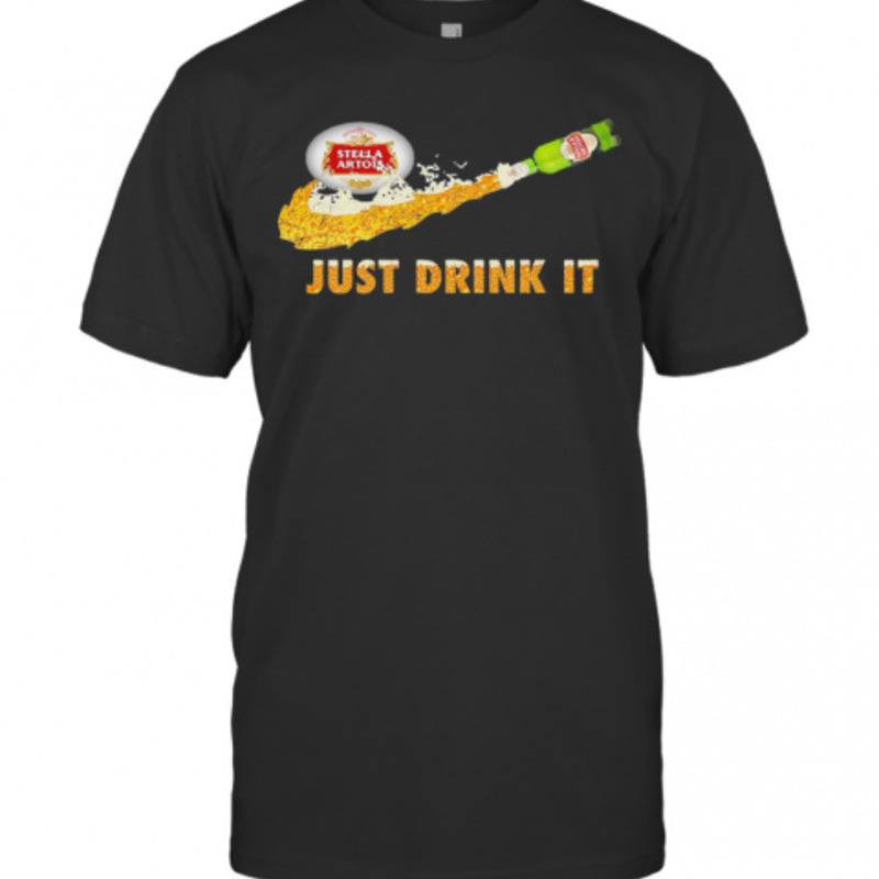 Stella Artois T-Shirt Just Drink It Nike Parody Stella Artois T-Shirt Just Drink It Nike Parody
