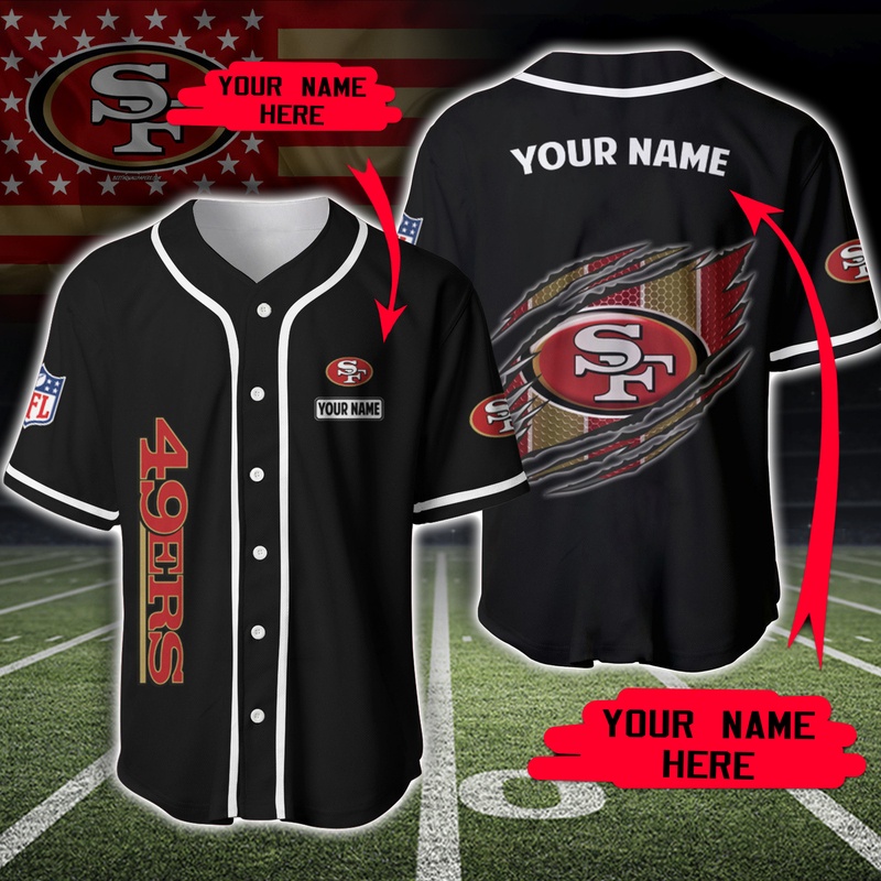 NFL San Francisco 49ers Personalized Jersey Customize Name Baseball Jersey NFL San Francisco 49ers Personalized Jersey Customize Name Baseball Jersey