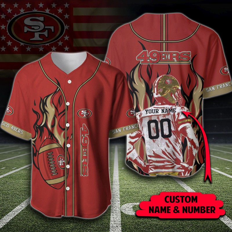 Burning FL San Francisco 49ers Personalized Jersey Custom Name & Number Baseball Jersey Burning FL San Francisco 49ers Personalized Jersey Custom Name & Number Baseball Jersey