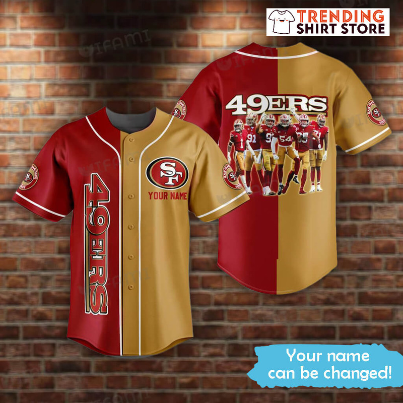 SF 49ers Team Team Custom Name San Francisco 49ers Personalized Jersey Baseball Jersey SF 49ers Team Team Custom Name San Francisco 49ers Personalized Jersey Baseball Jersey