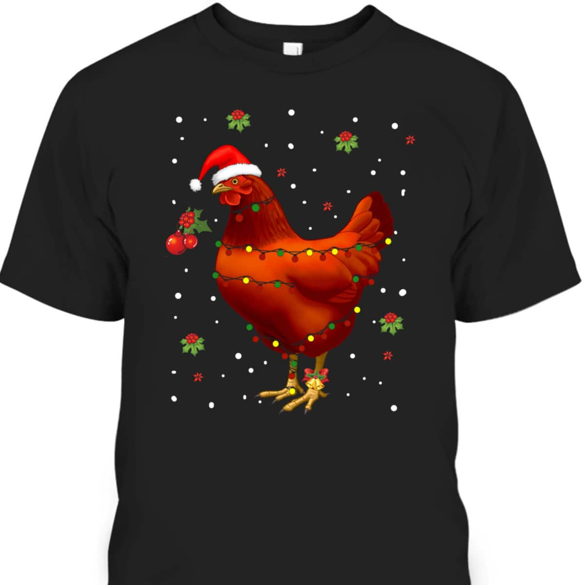 Christmas Lights Chicken Santa Funny Xmas Tree Chicken T-Shirt