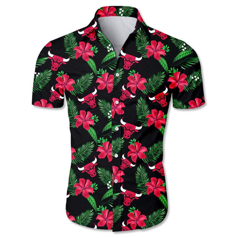 Chicago Bulls Hawaiian Shirt Hibiscus Flowers For Beach Lovers