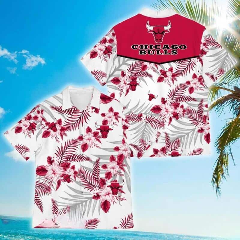 Chicago Bulls Hawaiian Shirt Tropical Flower Patterns Beach Lovers Gift