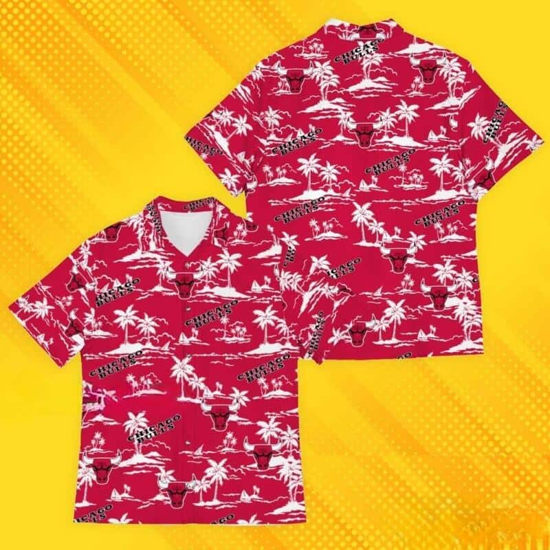 Chicago Bulls Hawaiian Shirt Tree Island Pattern Gift For Beach Lovers Chicago Bulls Hawaiian Shirt Tree Island Pattern Gift For Beach Lovers
