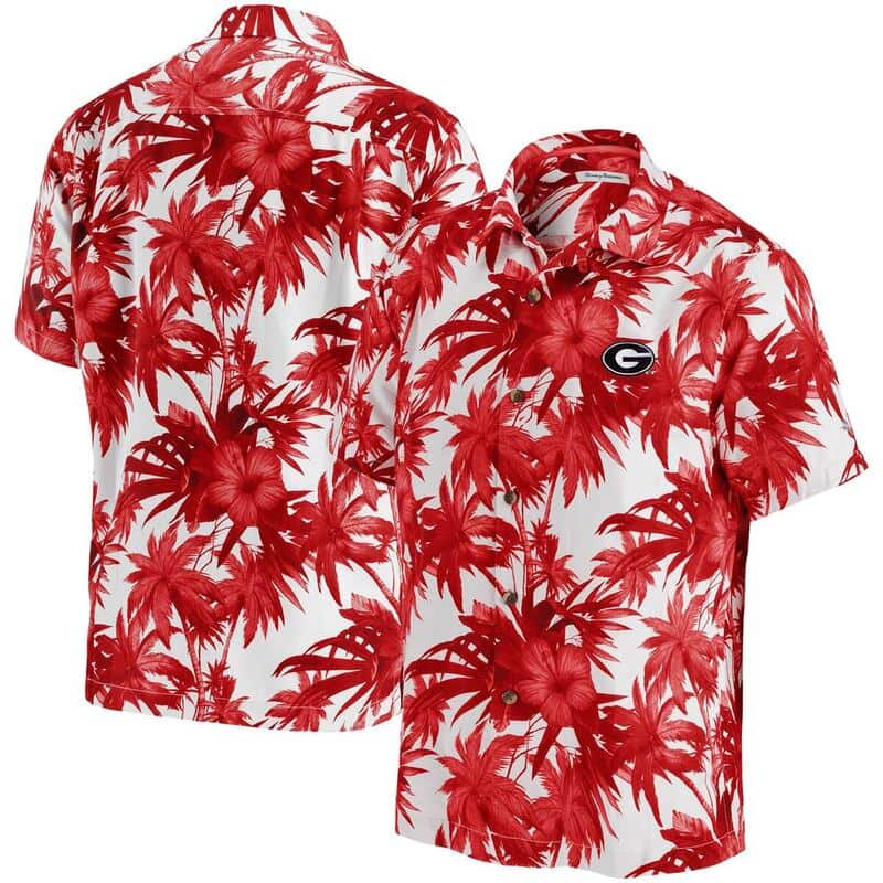 Georgia Bulldogs UGA Hawaiian Shirt Hibiscus Flower For Football Lovers