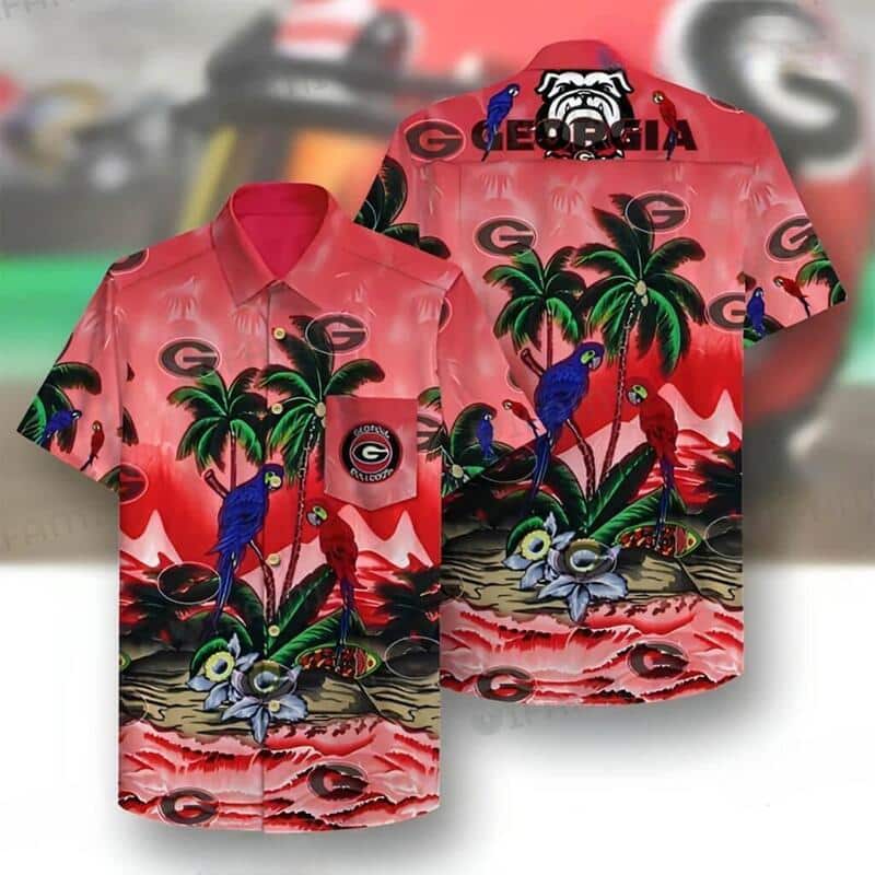 Parrots Georgia Bulldogs UGA Hawaiian Shirt Beach Lovers Gift Parrots Georgia Bulldogs UGA Hawaiian Shirt Beach Lovers Gift