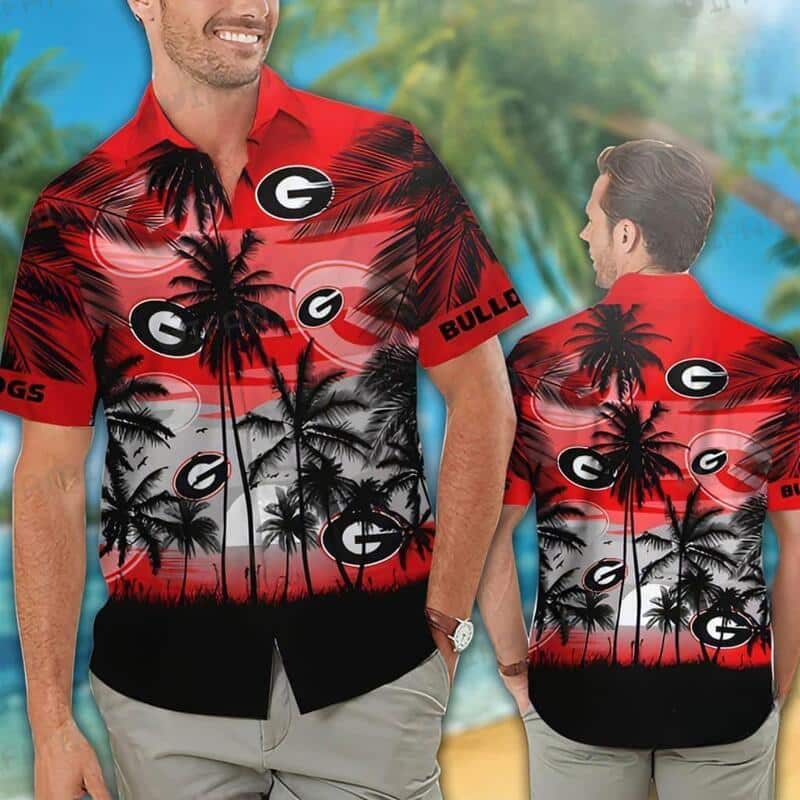 Georgia Bulldogs UGA Hawaiian Shirt Coconut Tree