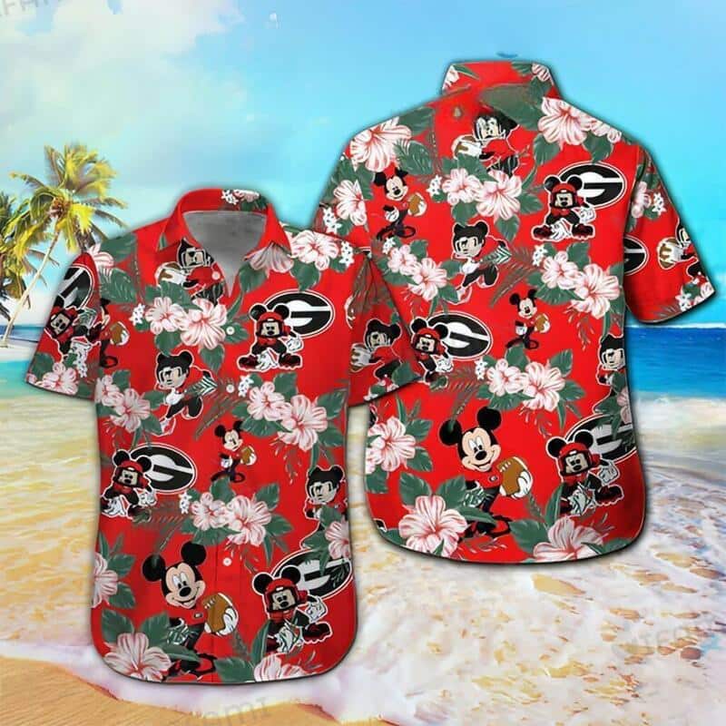Mickey Mouse Georgia Bulldogs UGA Hawaiian Shirt Gift For Football Fans Mickey Mouse Georgia Bulldogs UGA Hawaiian Shirt Gift For Football Fans