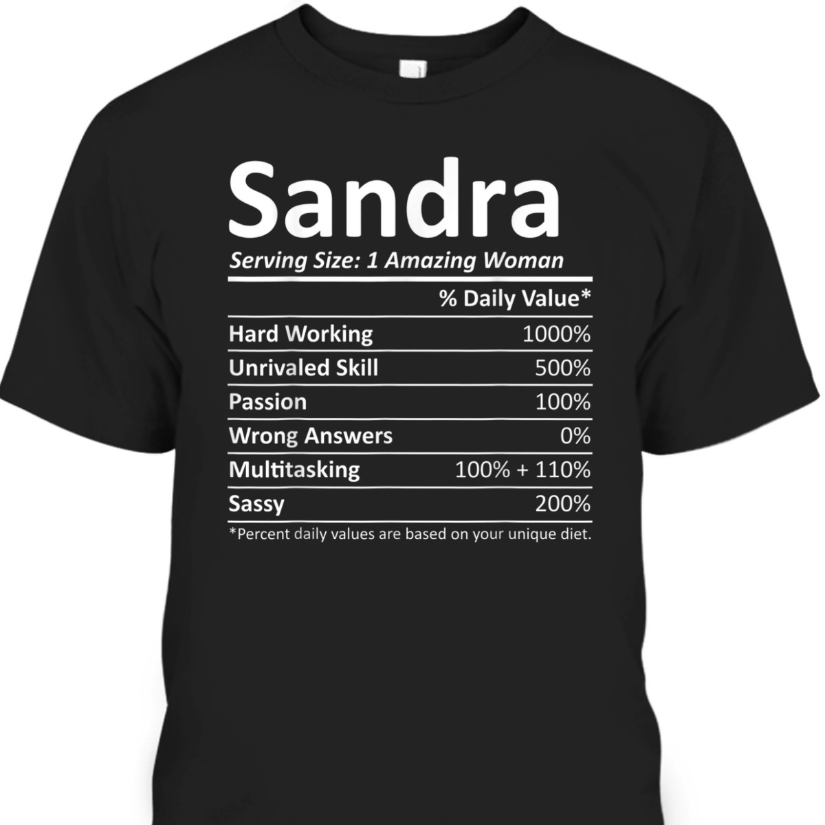 SANDRA Nutrition Personalized Name Funny Christmas Gift Idea T-Shirt