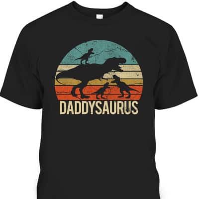 Daddy Dinosaur Daddysaurus 3 Three Kids Xmas Christmas Gift T-Shirt