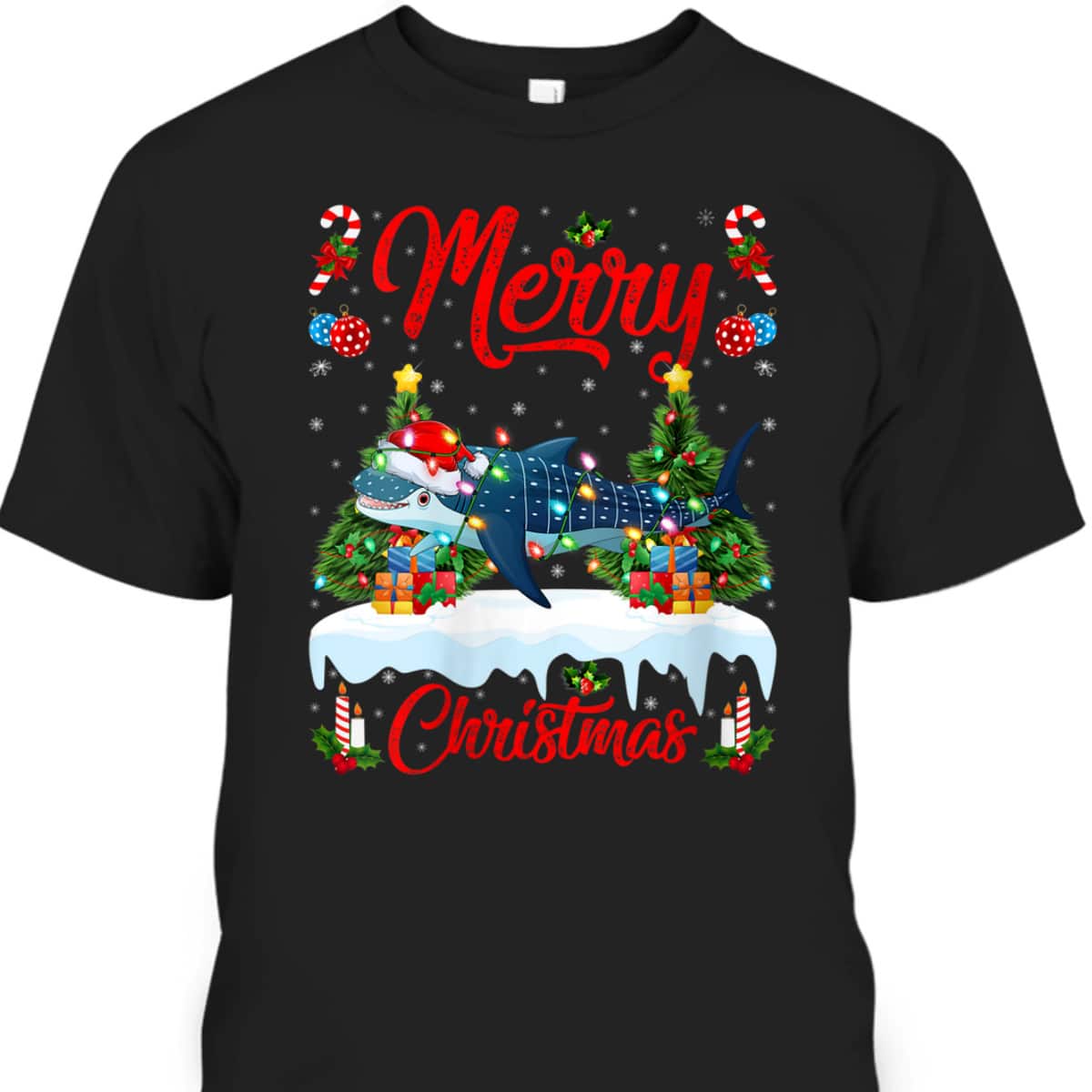 Womens Whale Shark Lover Lighting Santa Hat Whale Shark Christmas T-Shirt Womens Whale Shark Lover Lighting Santa Hat Whale Shark Christmas T-Shirt