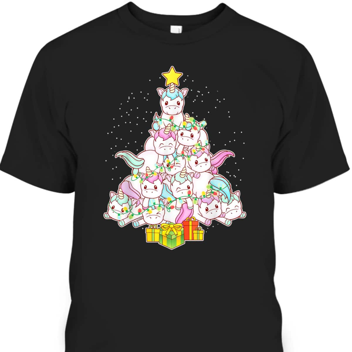 Unicorns Christmas Tree Unicorn Cute Girls Women Mom T-Shirt