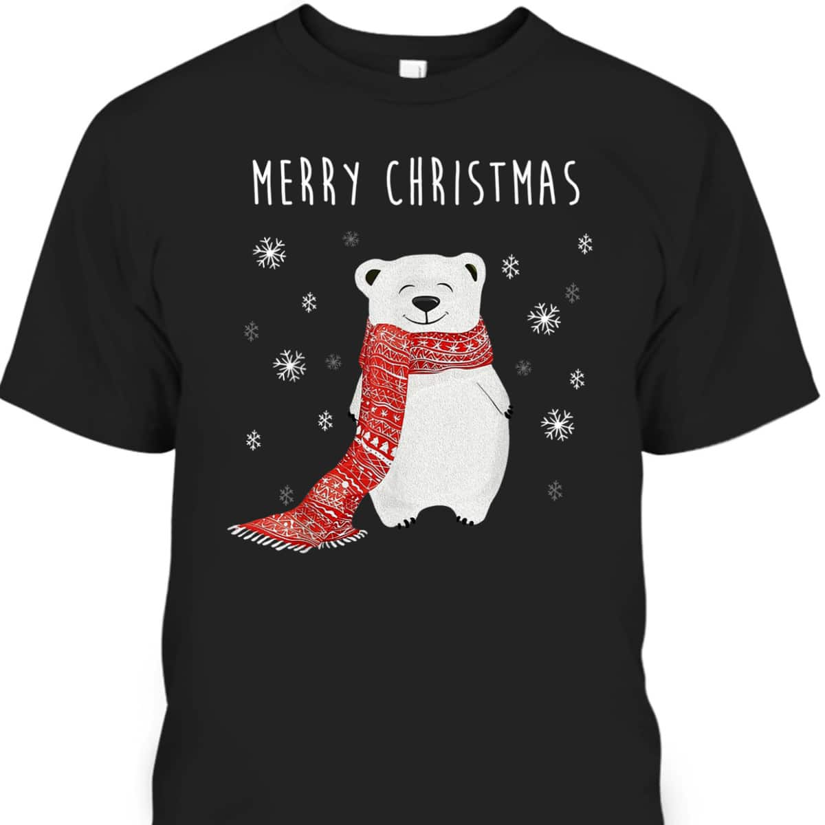 Cute Polar Bear Scarf Merry Christmas Xmas Holidays Gift T-Shirt