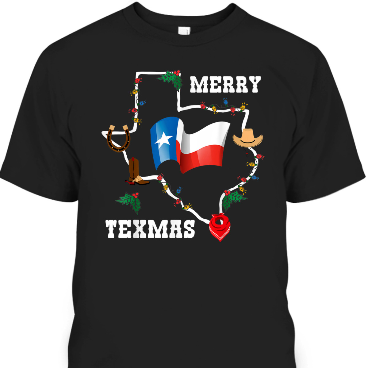 Merry Texmas Texas Flag Christmas Xmas Family Holidays Gift T-Shirt