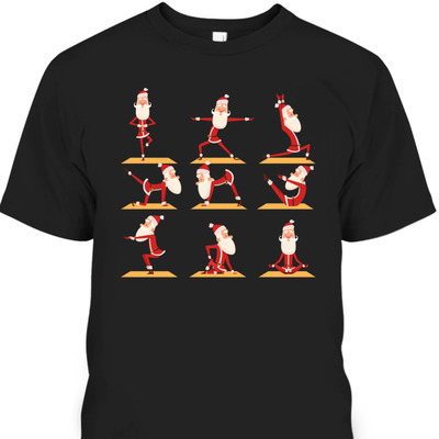 Santa Doing Yoga Exercises Poses Meditation Christmas Yoga T-Shirt