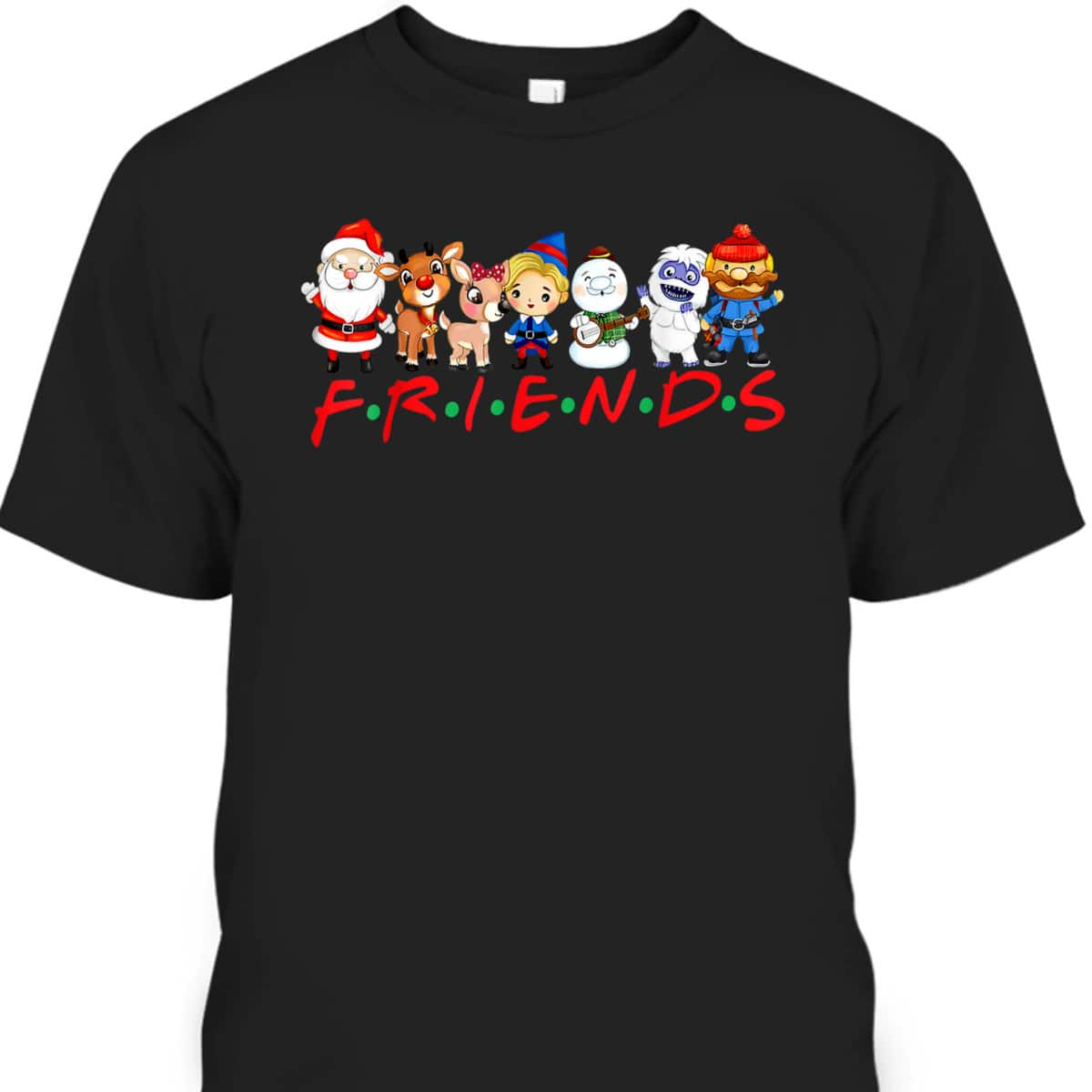 Cute Christmas Friends Santa Rudolph Snowman Family Xmas Kid T-Shirt