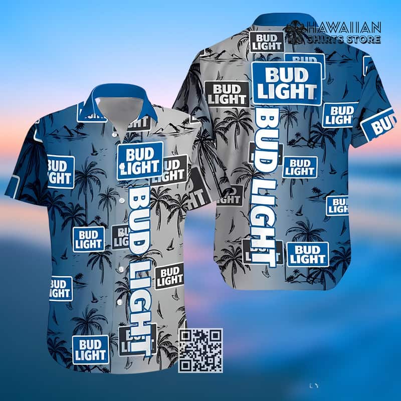 Bud Light Hawaiian Shirt Tropical Coconut Tree Bud Light Hawaiian Shirt Tropical Coconut Tree
